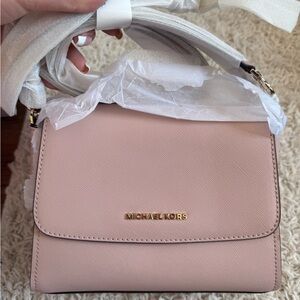 Michael Kors Pink Crossbody Bag with Textured Leather
